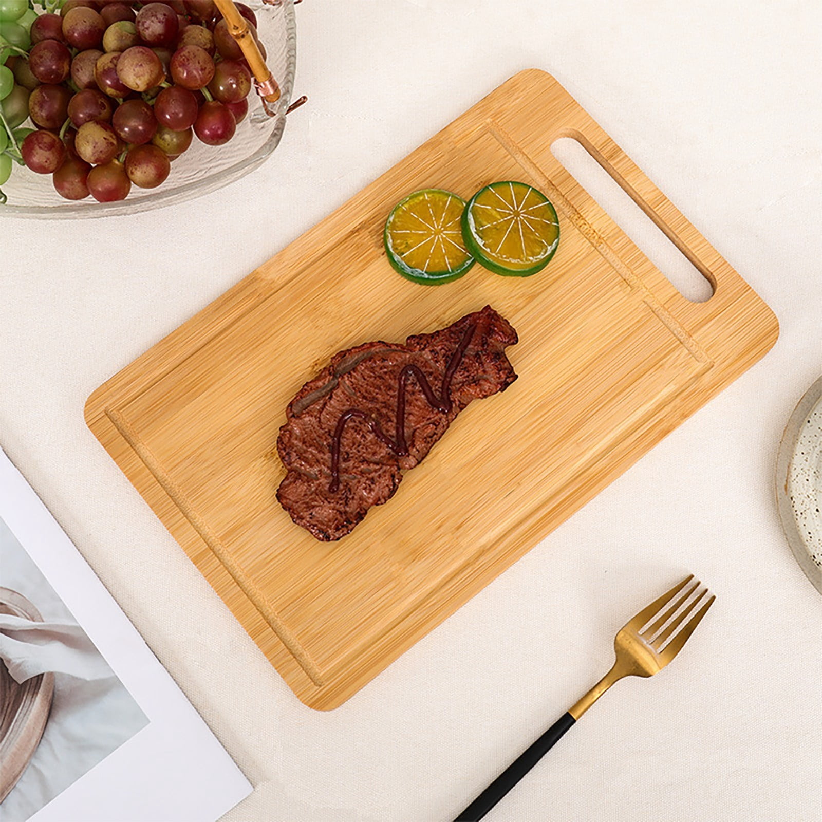 QIEZHON Wood Cutting Board, Wooden Cutting Boards for Kitchen with Deep ...