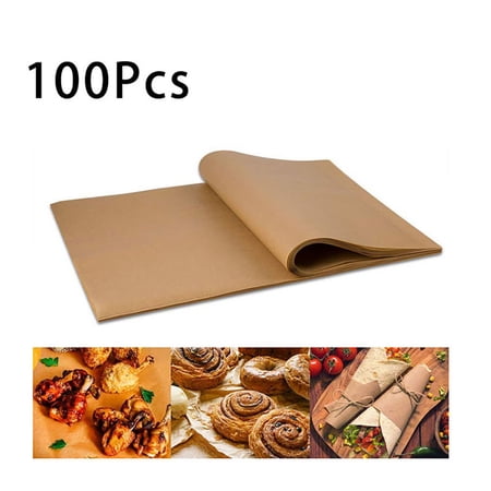 QIFEI 100Pcs Unbleached Parchment Paper for Baking, Precut Parchment Paper Sheets, Heavy Duty Flat Baking Paper, Half Sheet Baking Sheets for Baking Cookies, Cooking, Air Fryer, Oven 20*30cm