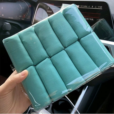 QIFEI 10Pcs Suede Applicator–Car Detailing Suede Sponge Applicator | Use with Ceramic Coating for Cars, Ceramic Spray Coating, Graphene Coatings On Car Paint, Metal, Plastic Trim, Rubber & Glass Blue