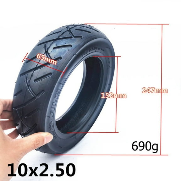 QIFEI 10X2.50/2.25 Electric Scooter Tubeless Thickened Tires 10*2.50 Vacuum Wheel Black