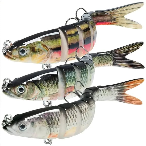 QIFEI 3 Pieces Freshwater And Saltwater Fishing Lures, Bionic Swim Bait, Realistic Bass Trout Crappie Swim Bait, Fishing Lure Set, Great Fishing Gift For Men, Essential For Home Fishing Gear
