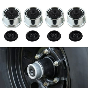 4-Pack Black Trailer Wheel Hub Cover Caps – 4.25” Open End, For Grease Fittings – Brickyard B9005C
