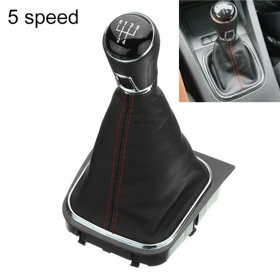 QIFEI 5/6 Speed Gear Shift Knob Gaiter Boot Cover Frame For Golf 5 6 for MK5 MK6 red