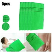 QIFEI 5Pcs Exfoliating Bath Washcloth, Korean Exfoliating Body Scrub Mitt, Italy Towel Washcloth Bath Sponge Loofah Shower Spa Mitt Green