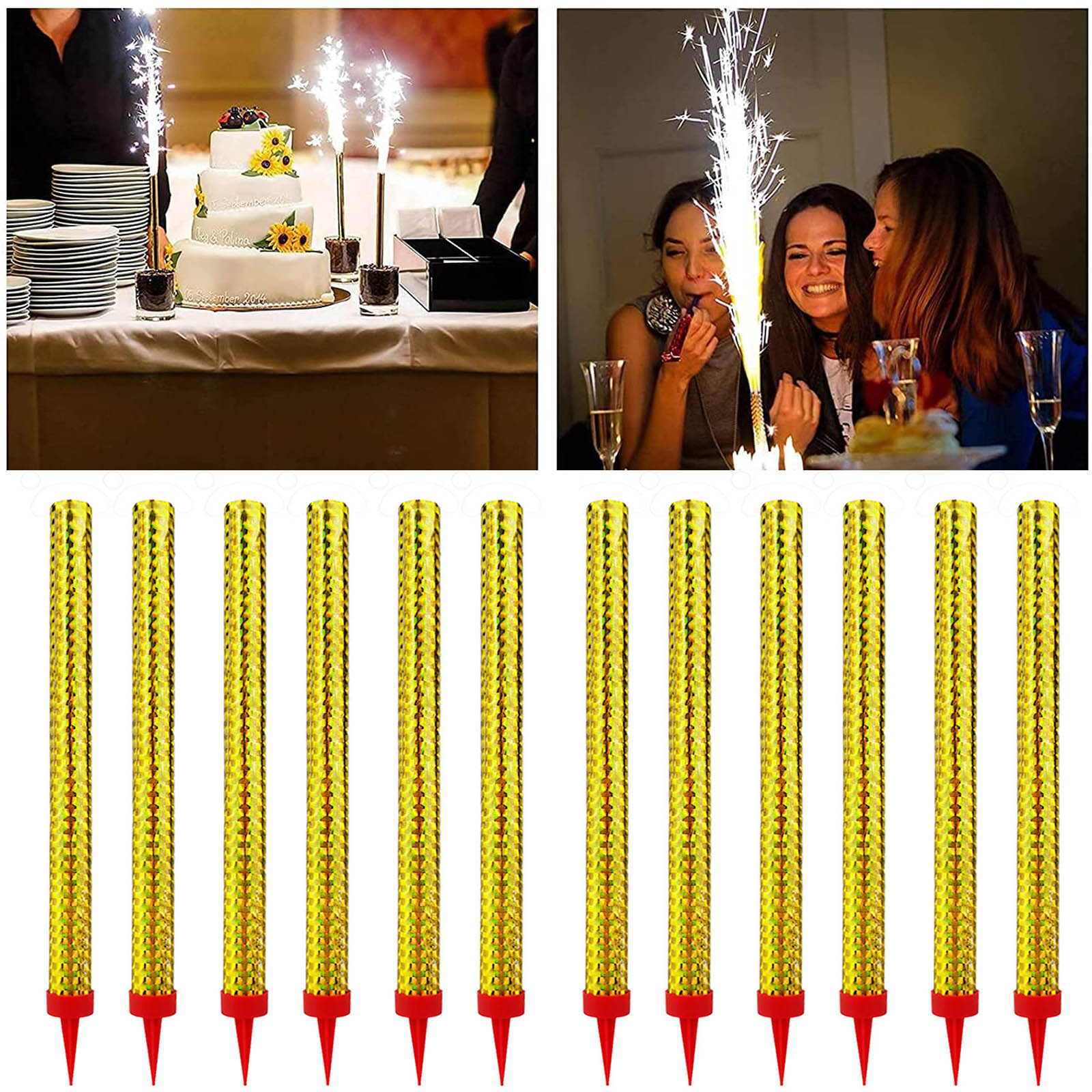 Long Thin Cake Candles Metallic Birthday Candles Long Thin Candles In Holders For Birthday Wedding Color Cake Topper - 15 - View #12