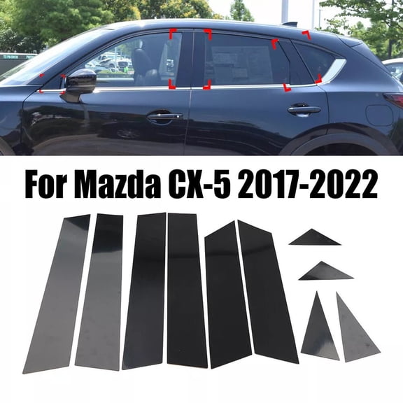 QIFEI Gloss Black Window Pillar Posts Door Trim Window Cover For Mazda CX-5 2017-2022