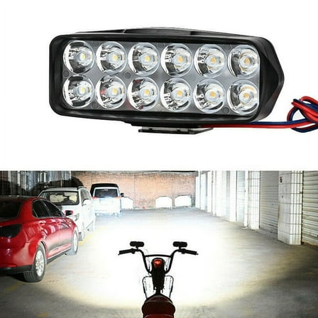 QIFEI Motorcycle for ATV Spotlight 12 Bead Rearview Mirror LED Light Reflector Lamp 36W