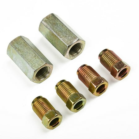 QIFEI Threads Brake Line Fittings Assortment - for 3/16 Inch Tube, 2 Unions, 4 Nuts Gold