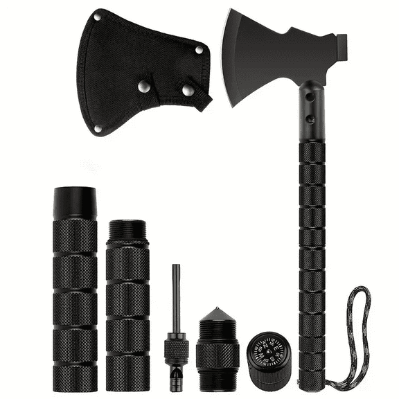 QIFIE Stainless Steel Survival Axe with Non-Slip TPU Handle - Durable Multi-Purpose Hammer for Camping, Hunting & Outdoor Adventures | Ideal for Chopping Wood, Camping Survival