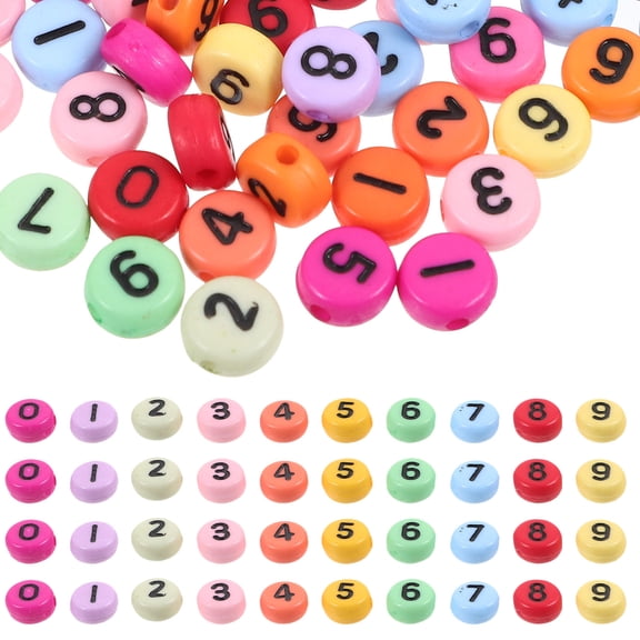 QIFULL 100Pcs Assorted Color Acrylic Number Beads for Handmade Bracelet Design
