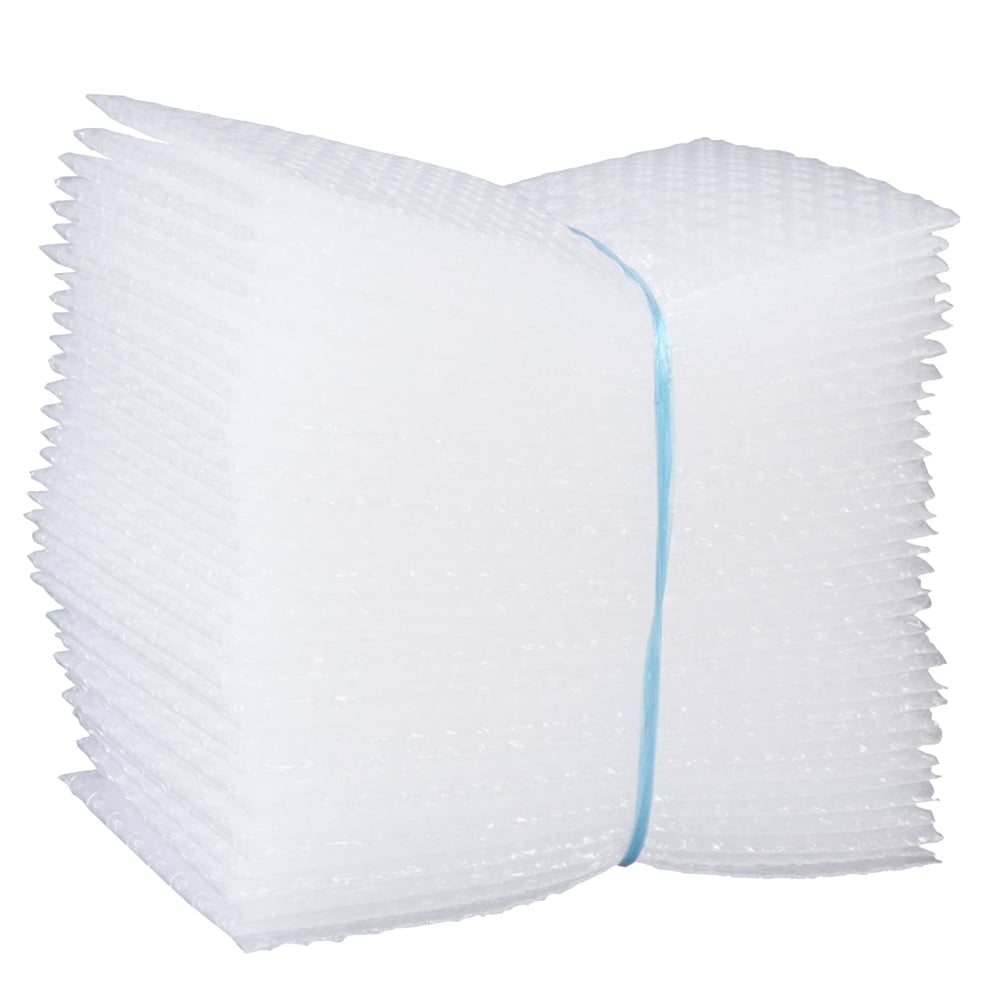 QIFULL 100Pcs White Double Film Bubble Packing Bags Transparent Shockproof Envelope for Fragile Item Protection