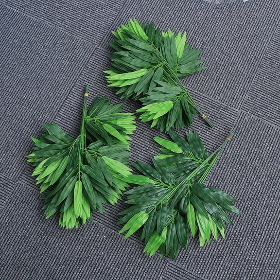 QIFULL 100Pcs Artificial Bamboo Leaves Green Decorative Leaves for Home Party Wedding Decor