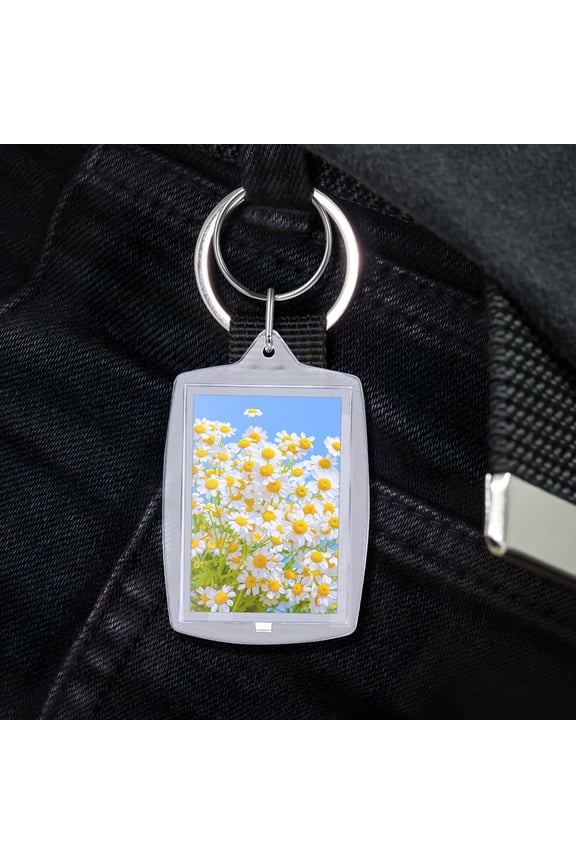 10Pcs Transparent Acrylic Photo Frame Keyring Blank Insert Split Ring Keychain for Decoration