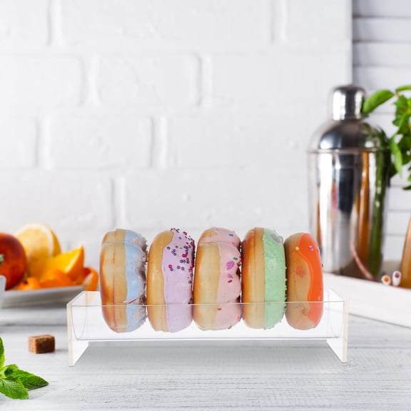 QIFULL Acrylic Macaron and Cookie Display Tray Clear Tiered Stand for Party Use