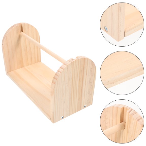QIFULL Space Saving Wood Spool Stand Beige Manual Thread Winder for Ribbon and Wire Storage