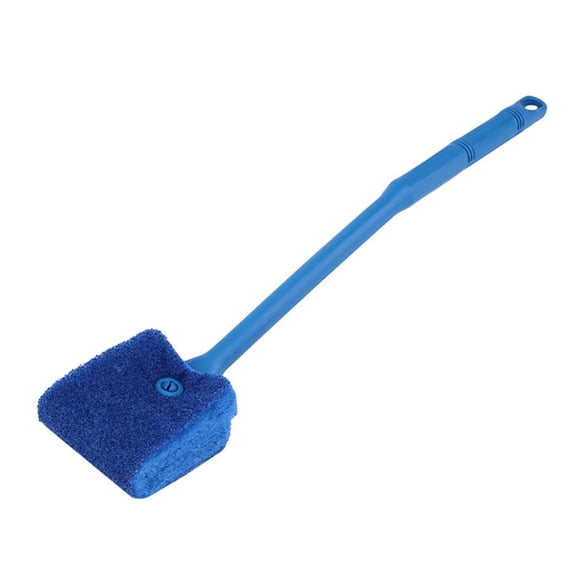 QIFULL Blue Aquarium Fish Tank Scrubber with Double Sided Sponge and Nonslip Plastic Handle