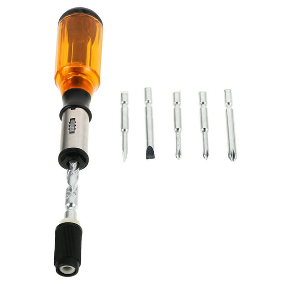 QIFULL Adjustable Push Pull Ratchet Screwdriver with Hand Pressing and Rotating Spiral Function