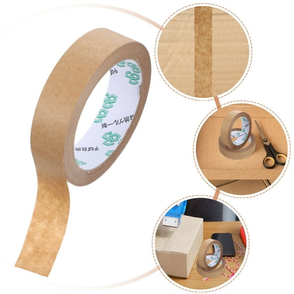 QIFULL 2 Rolls Moving Box Tape Paper Tape For Sealing Packages Light Brown Matte Finish