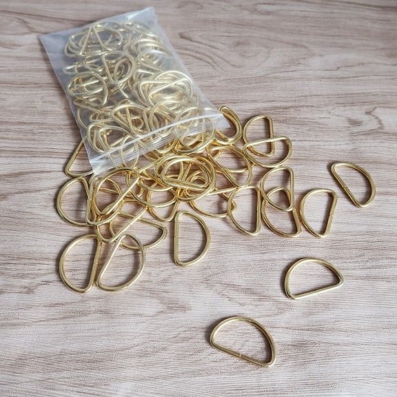 QIFULL 20Pcs Golden D Ring Buckle Durable Metal Rings for Crafting Harnesses and Belts
