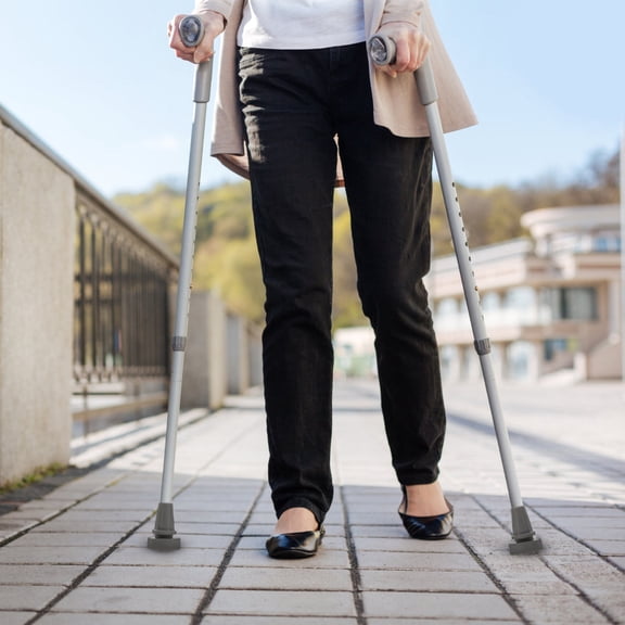 QIFULL 2Pcs Grey Rubber Tip Protection for Crutch and Hiking Pole Accessories with Washer Insert