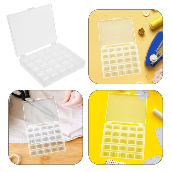 QIFULL Qifull Clear Bobbin Organizer Box for Sewing Craft Storage 2Pcs