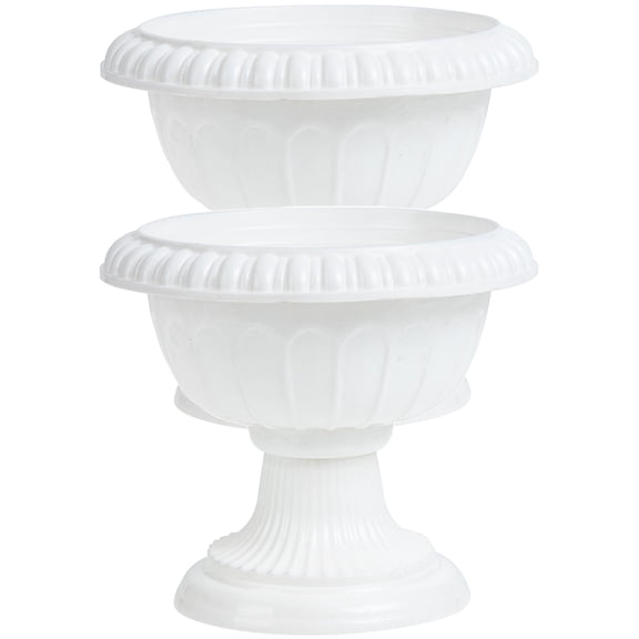 QIFULL 2Pcs European Style Plastic Roman Flower Pot Vintage Decorative Planter for Home Porch and Wedding