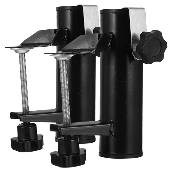 QIFULL 2Pcs Stable Black Steel Parasol Tabletop Clip for Outdoor Umbrella Holder