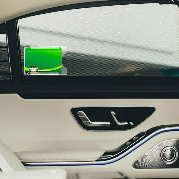 QIFULL 2Pcs Car Permit Holder with Suction Cups for Windshield Parking Pass Transparent Design