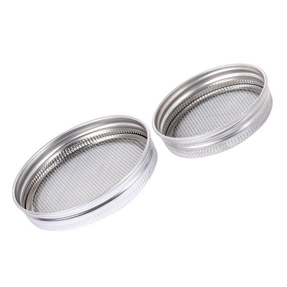 QIFULL 2Sets Stainless Steel Strainer Lid for Sprouting Jars with Screw-on Design for Smooth Water Drain