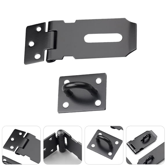 QIFULL 2Pcs Heavy Duty Stainless Steel Door Hasp Lock Buckle Black Smooth Textured Home Security Latch