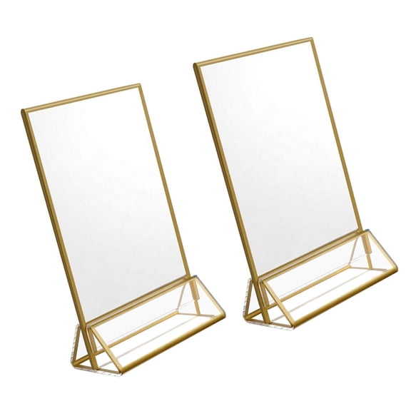 QIFULL 2pcs Wedding Menu Holder Golden Acrylic Simple for Wedding Banquet Indoor Use