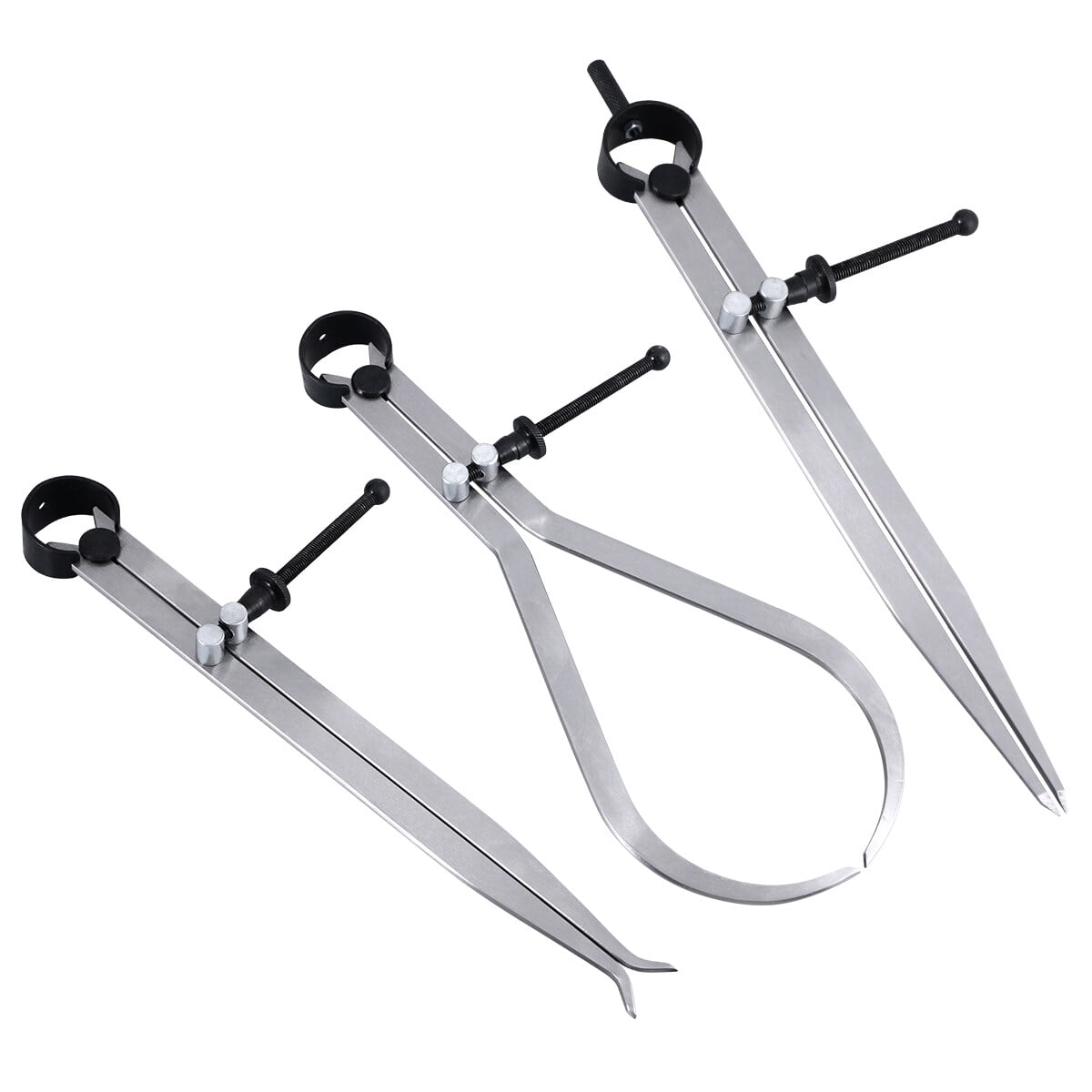 QIFULL 3 Pcs Spring Divider Caliper Set for Fine Adjustment with Carbon Steel Silver for Engineers