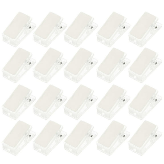 QIFULL 30Pcs Transparent Adhesive Wall Clips Small Plastic Spring Clips for Hanging Posters and Tapestries