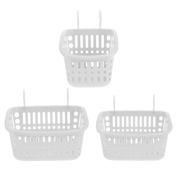 QIFULL White Plastic Hanging Basket, Sturdy Organizer for Home, Dorm, Pantry, Closet Storage