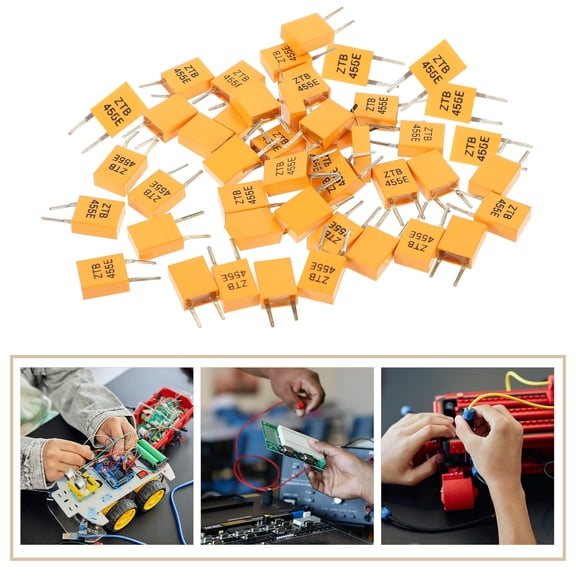 QIFULL 40Pcs Ceramic Filter Crystal Resonator Orange Passive Oscillator for Electronic Device Timing Circuits