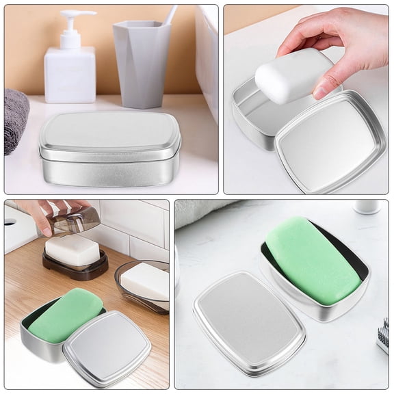 QIFULL 4Pcs Rectangular Aluminum Storage Boxes with Lid Portable Metal Cans for Travel