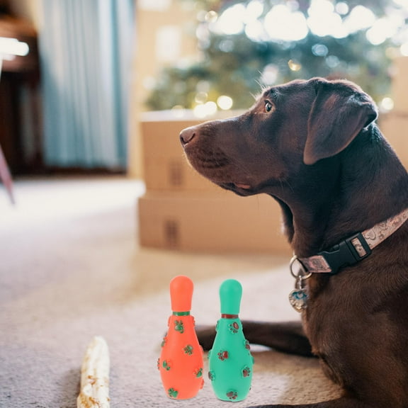 QIFULL 4Set Pet Dog Chew Toys Rubber Green Dog Toys for Puppies Indoor Play