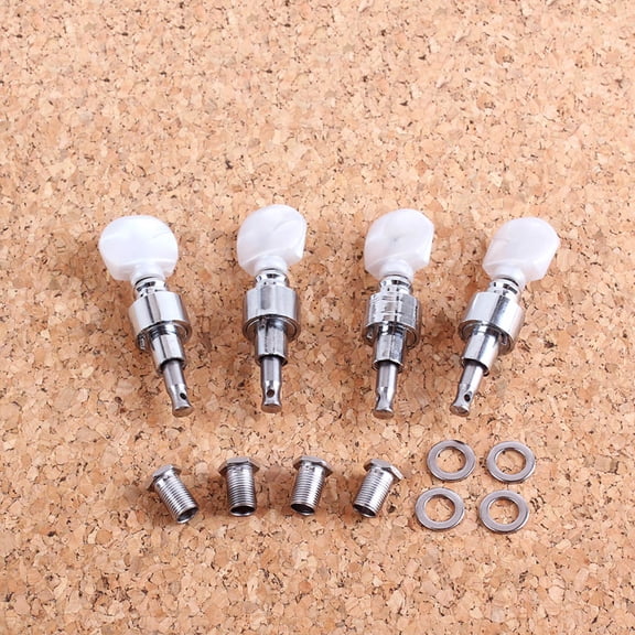 QIFULL Banjo Tuner Qifull 4Pcs Machine Head Tuning Pegs Silver Metal for Banjo Sound Improvement