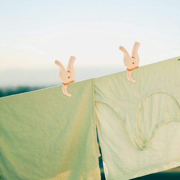 QIFULL 5 Pcs Wood Clothes Pin Wooden Clamp for Photo Displays and Banner Clips