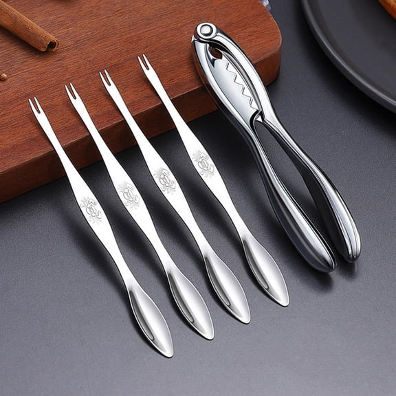 QIFULL 1 Set Portable Seafood Tools Set Stainless Steel Crab Scissors with Anti Skid Grip