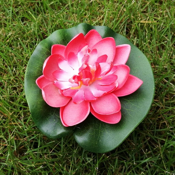 QIFULL 5Pcs Artificial Water Lily Floating Simulation Lotus Flower Eva Material for Outdoor Decor