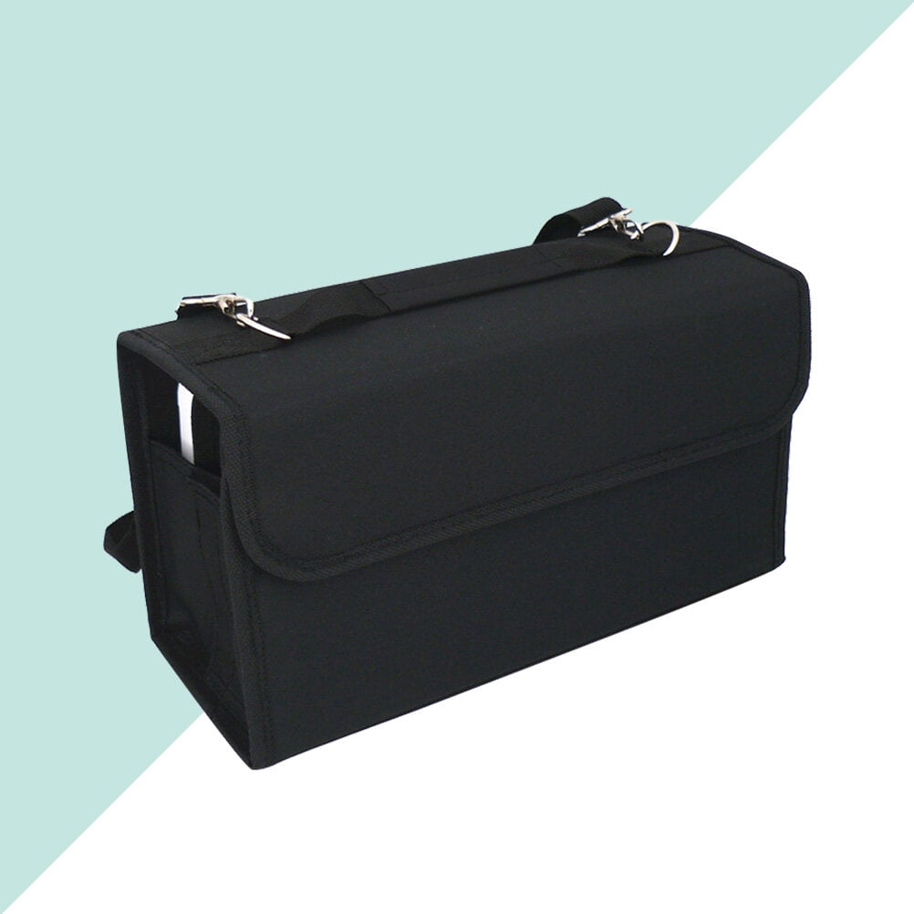 QIFULL Heavy Duty Marker Pens Storage Case 80 Slot Black Nylon Bag with Shoulder Strap and Zipper
