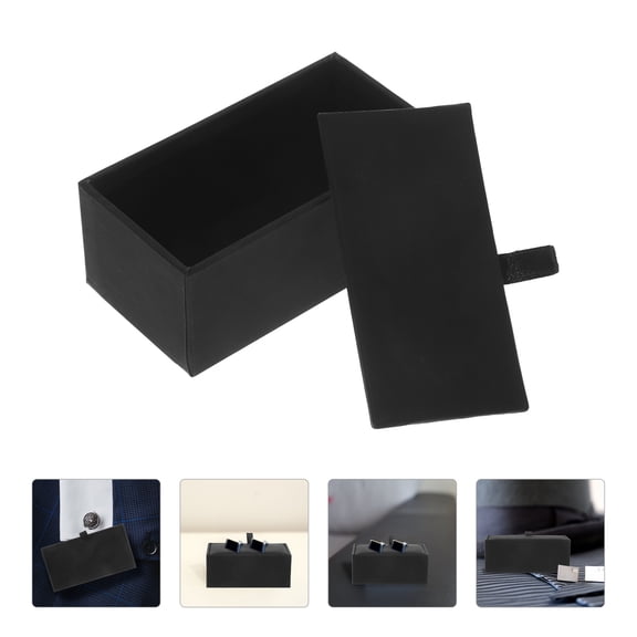 QIFULL Black Portable Cufflinks Display Case for Home Use Reusable Jewelry Storage Box with Durable Material