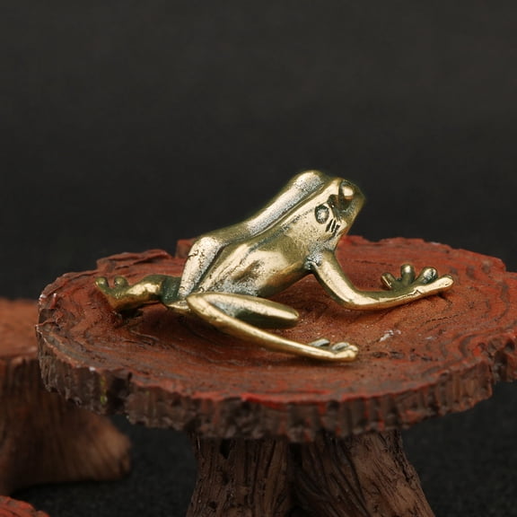 QIFULL Creative Desktop Decor Retro Brass Toad Figurine Golden 1Pcs Desktop Adornment Adults