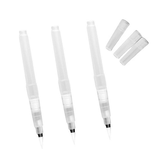 QIFULL 3Pcs White Drawing Pen Water Brush with Nylon Brush Tip Easy to Clean for Watercolor Painting