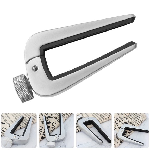 QIFULL Silver Metal Guitar Capo for Acoustic Classical Electric Bass Mandolin with Stable Grip