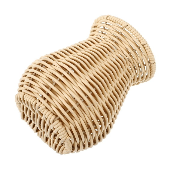 QIFULL Rustic Beige Woven Vase Decorative Imitation Rattan Flower Holder for Home and Office Decor