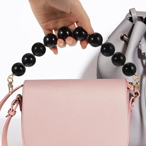 QIFULL Durable Black Beaded Chain Strap for Handbag Purse Replacement with Simple Buckle Ends