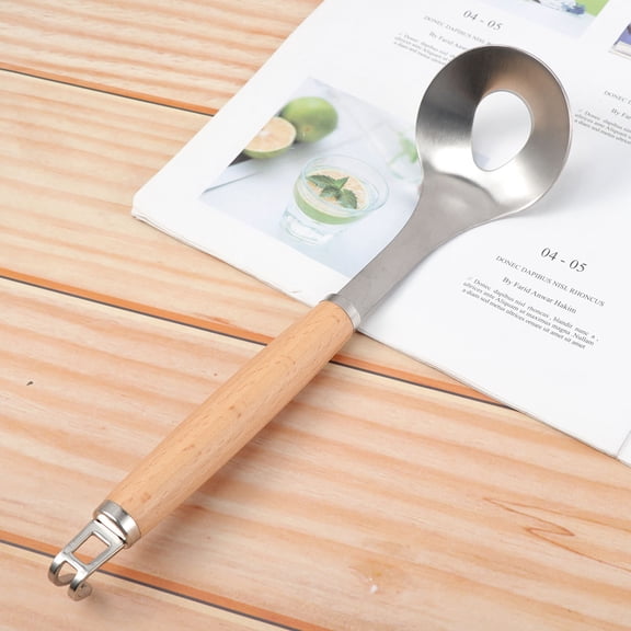 QIFULL 1Pc Multi Color Stainless Steel Meat Ball Maker Spoon with Non Slip Wood Handle