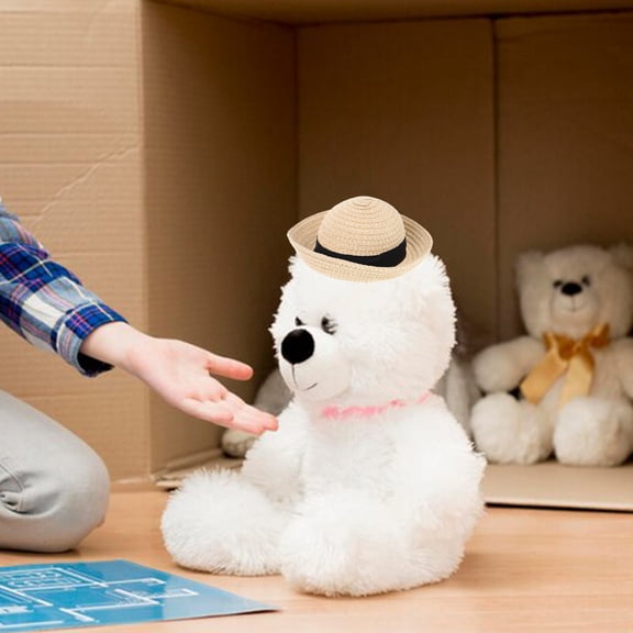 QIFULL Mini Straw Hats Handcrafted Doll Costume Accessories for Kids and Pets Themed Party Decoration